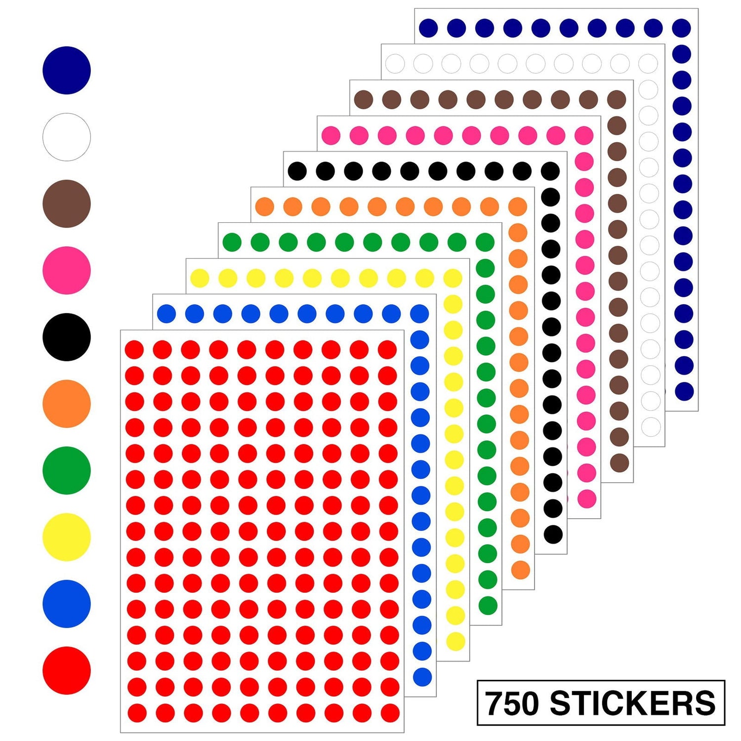 10mm Size Adhesive Colorful Dot Labels Sticky Marking Colored Dots Circle Labels