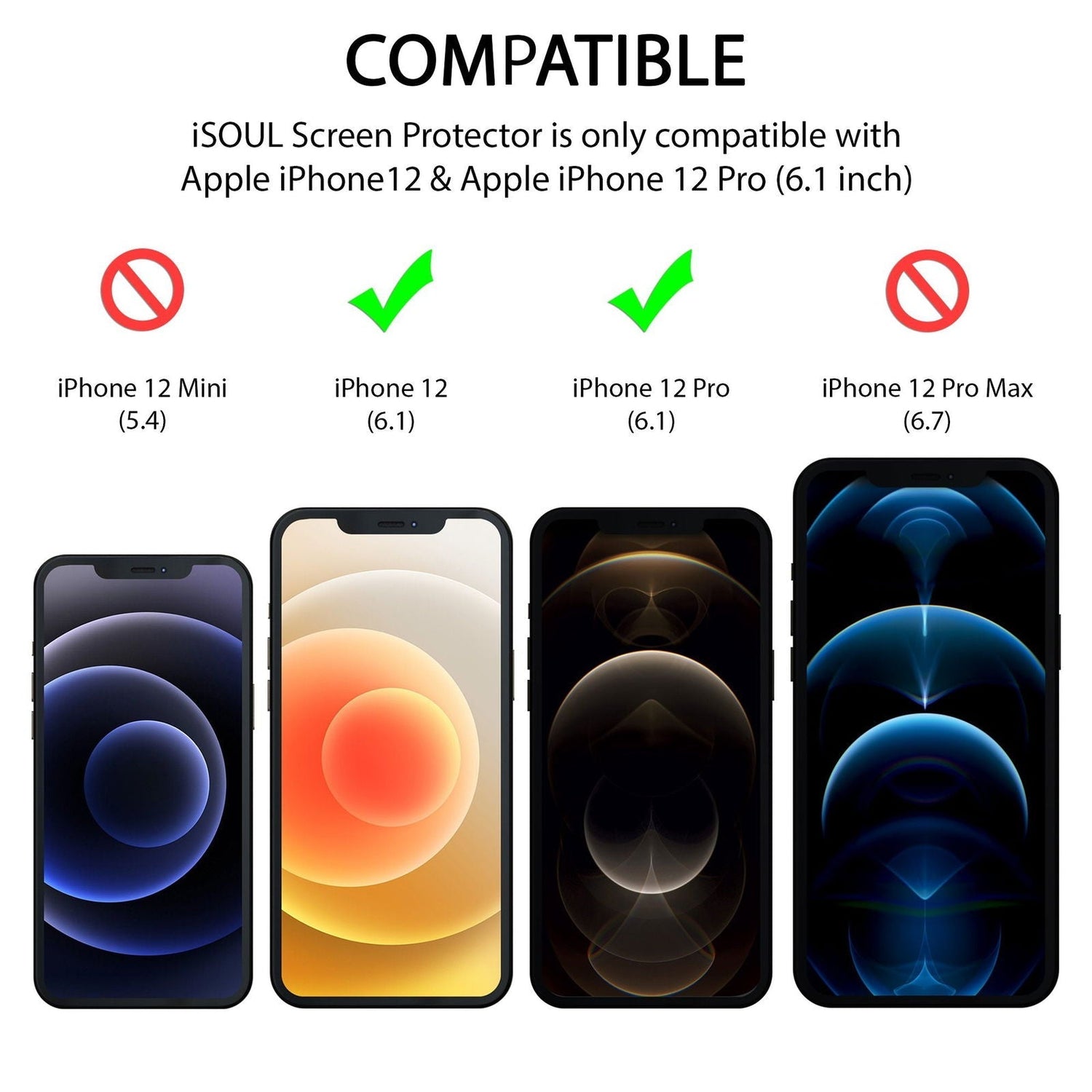 4x Screen Protector for iPhone 12/12 Pro 6.1 Inch Tempered Glass HD Film