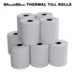 80x80mm Thermal Till Receipt Rolls 100 Pack White Paper for EPOS POS Cash Registers Till