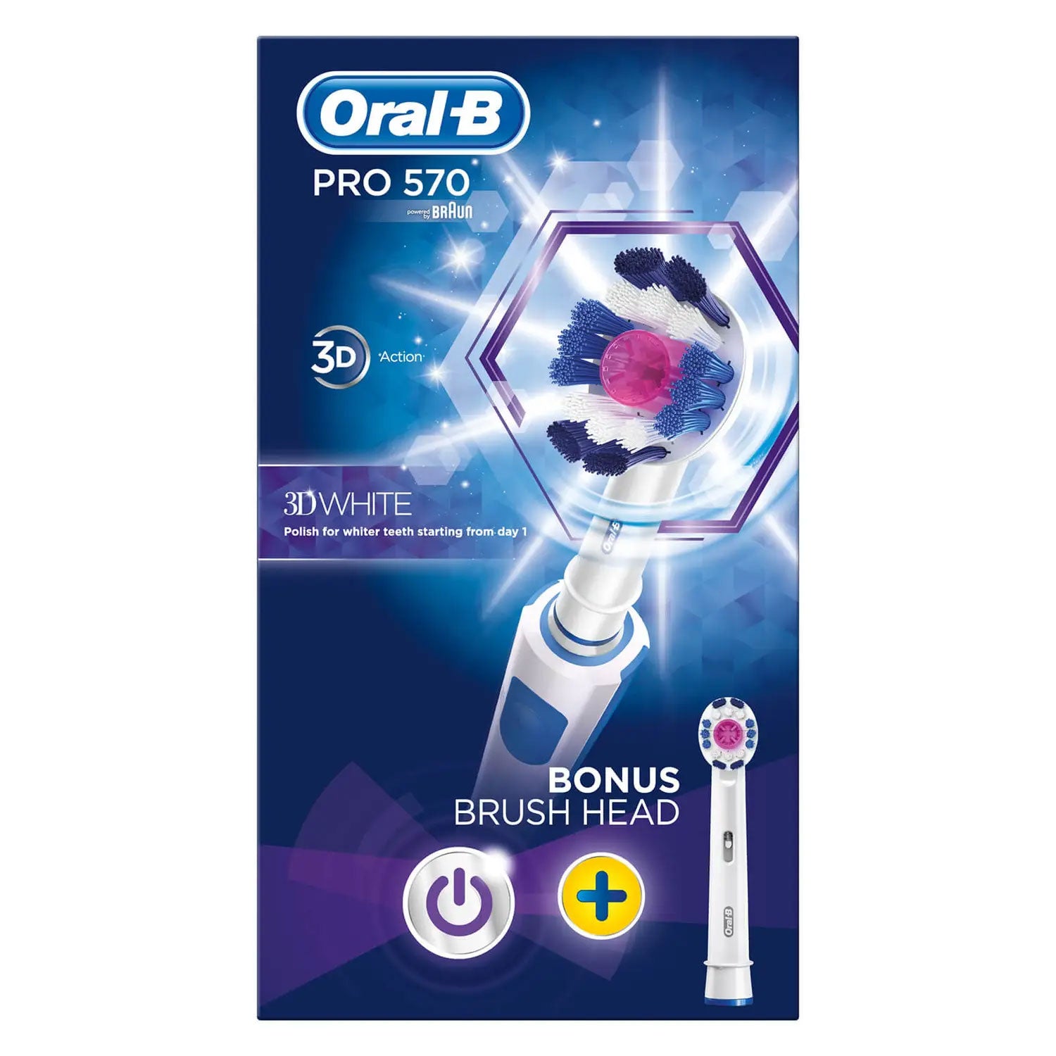Oral-b Pro 570 Rechargeable Electric Toothbrush with 2 Refill Heads