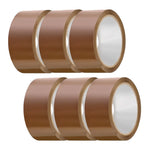 Brown Packing Tape 48mm x 66m 6 Rolls Heavy Duty Low Noise Strong Carton Sealing Tape