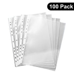 A4 Clear Punched Pockets – 100 Pcs Plastic Poly Filing Wallet Sleeves Protectors