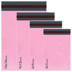 100 Assorted Mixed Pink Mailing Bags – 4 Sizes (25 Each) Self Seal Poly Postal Bags