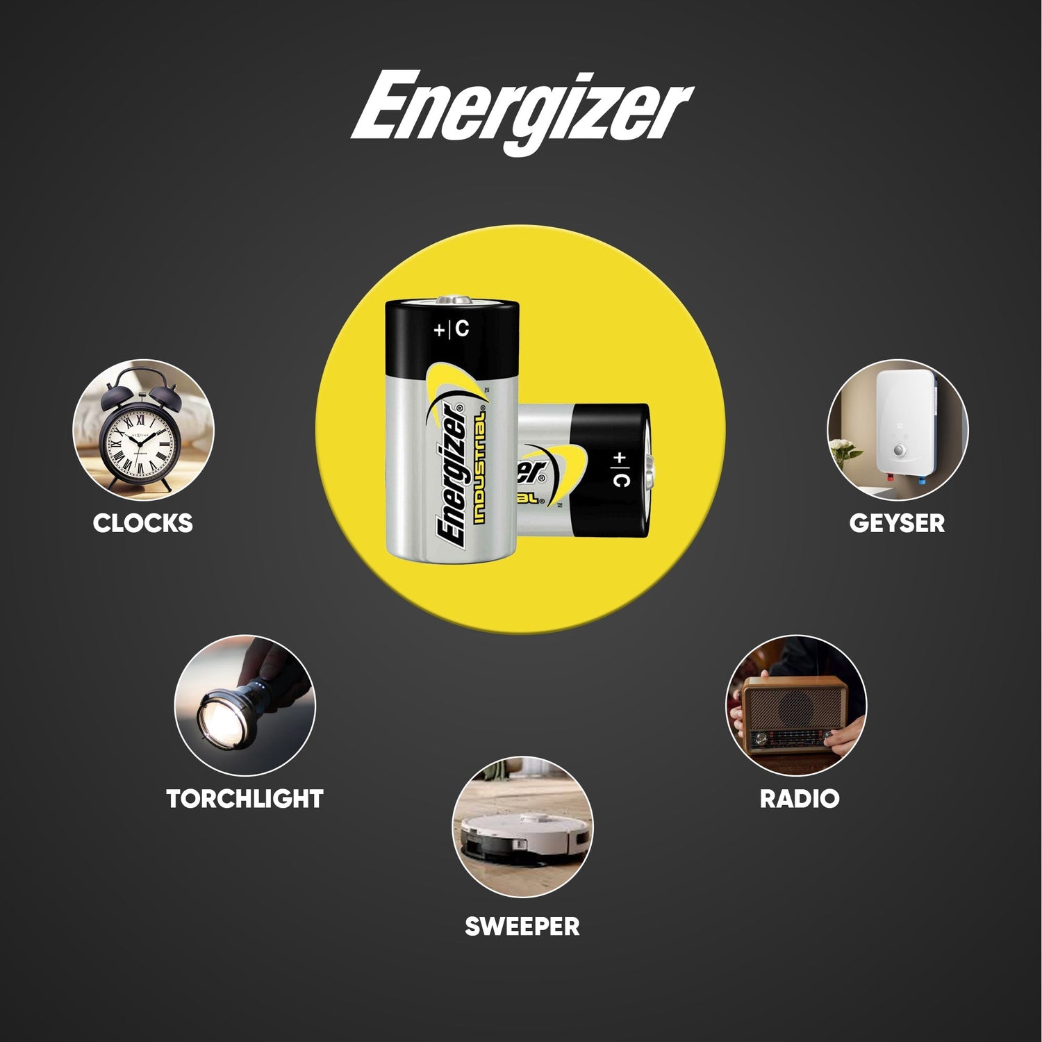 Energizer C Size Batteries 12 Pack LR14 EN93 Alkaline Batteries with Long-Lasting Power