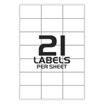 White Address Labels to Print - 21 Labels per Sheet - 64mm x 38mm