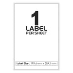 White Address Printer Labels - 1 Label per Sheet - 199mm x 289mm