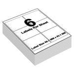 White Return Address Labels - 6 Printer Labels per Sheet - 99mm x 93mm