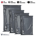 ISOUL 60 Mixed Size Grey Mailing Bags, Self Seal 4 Size Strong Waterproof Poly Plastic Envelopes for Parcels, Packaging, Small, Medium, Large Mail, Shipping Delivery Bags