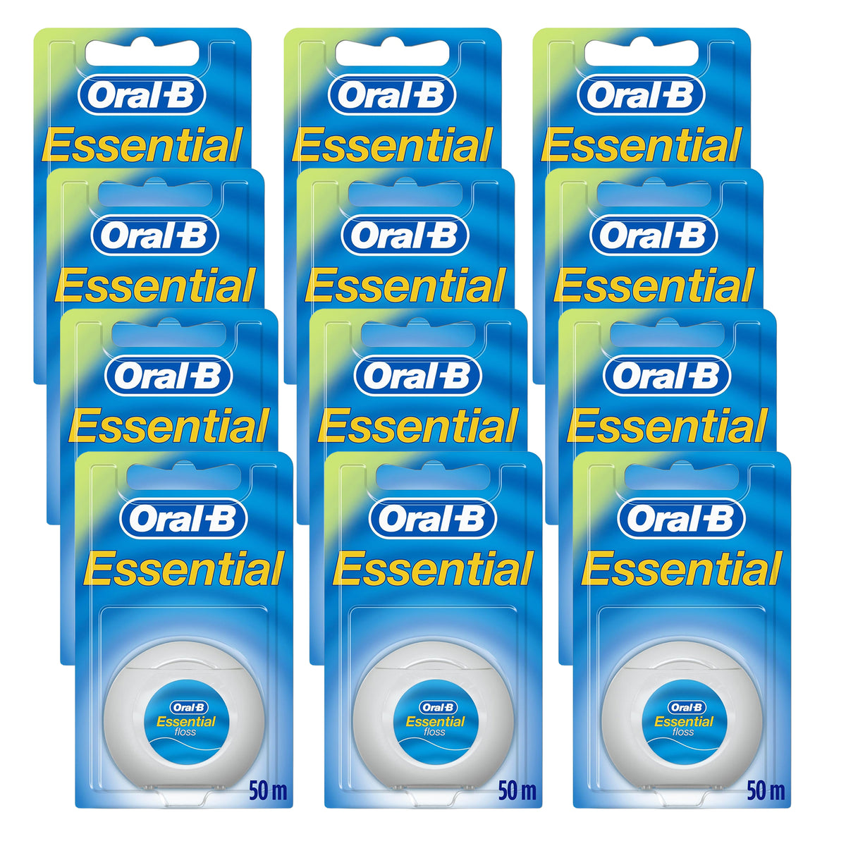 Oral-B Essential Waxed Mint Dental Floss 50m Plaque Removal Floss