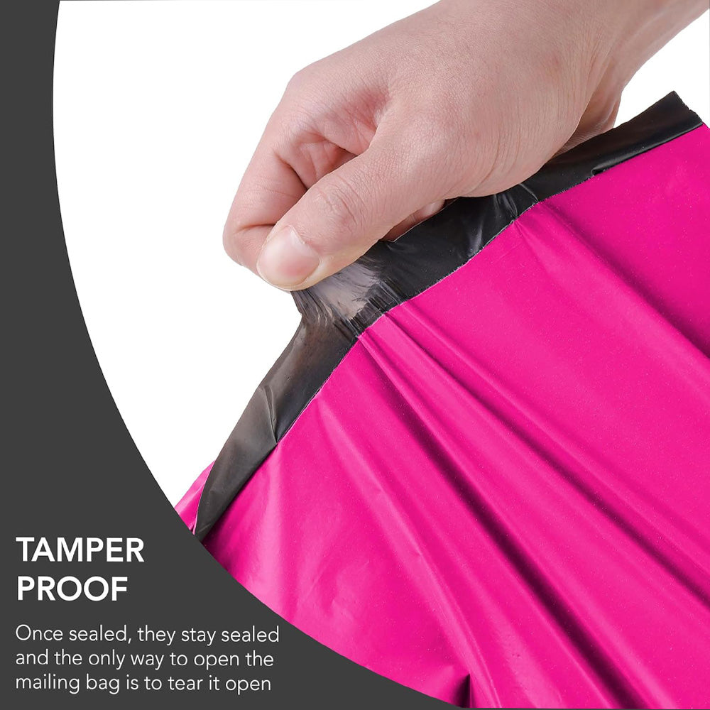125 Assorted Hot Pink Mailing Poly Postal Bags – 5 Sizes (25 Each) Self Seal Shipping Mailers