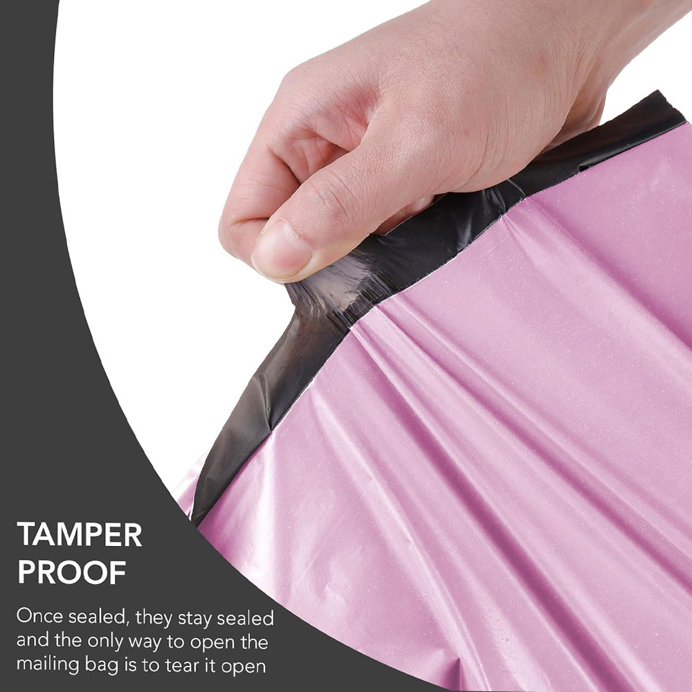 100 Assorted Mixed Pink Mailing Bags – 4 Sizes (25 Each) Self Seal Poly Postal Bags