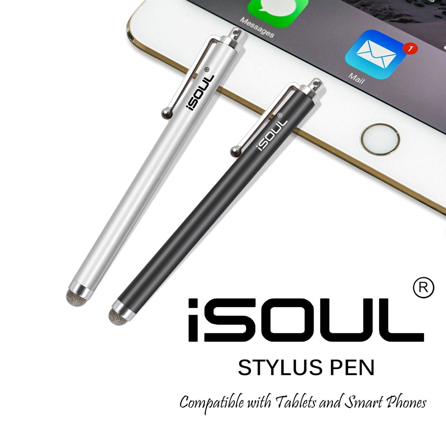 2x iSoul Stylus Touch Pen for Tablet Smartphone Capacitive Micro Fiber