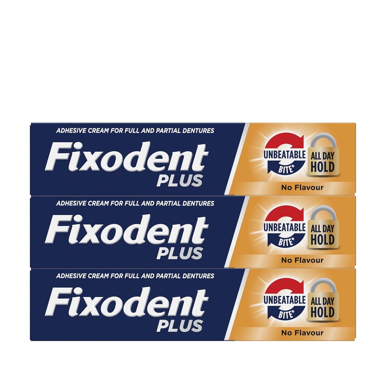 Fixodent Plus Unbeatable Bite Denture Adhesive Cream Flavour Free 40g