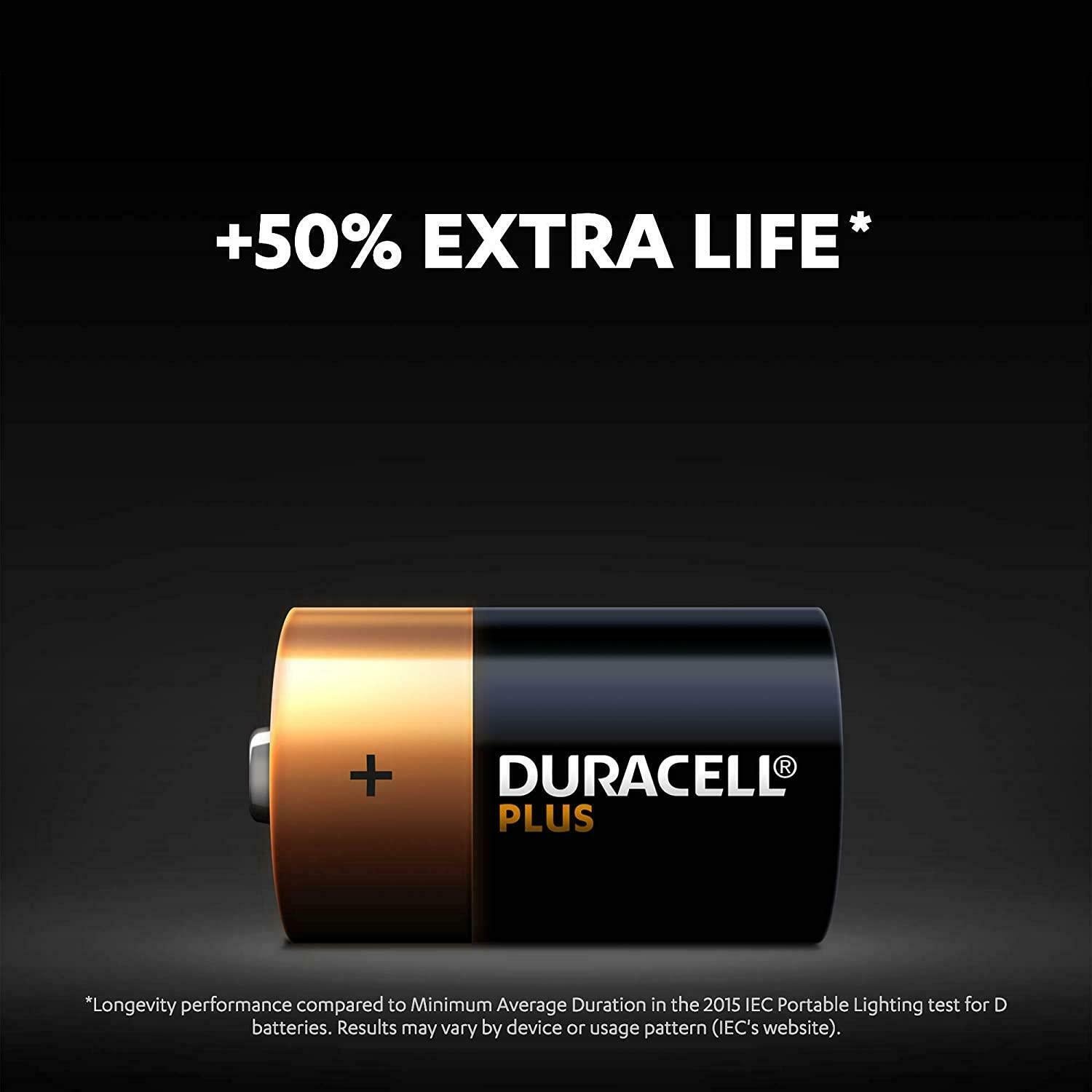 4x Duracell Plus Power D Cell LR20 MN1300 Nimh Alkaline Batteries