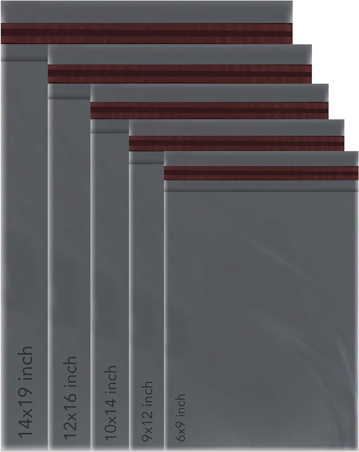 50 Mixed Grey Parcel Bags, Postage Bags, Mailing Bags 5 Sizes 10 Each Poly Postal Bags Self Seal iSOUL Small to Large Mailing Bags Packaging Assorted Mailers Posting Shipping Post Parcels Package Bags