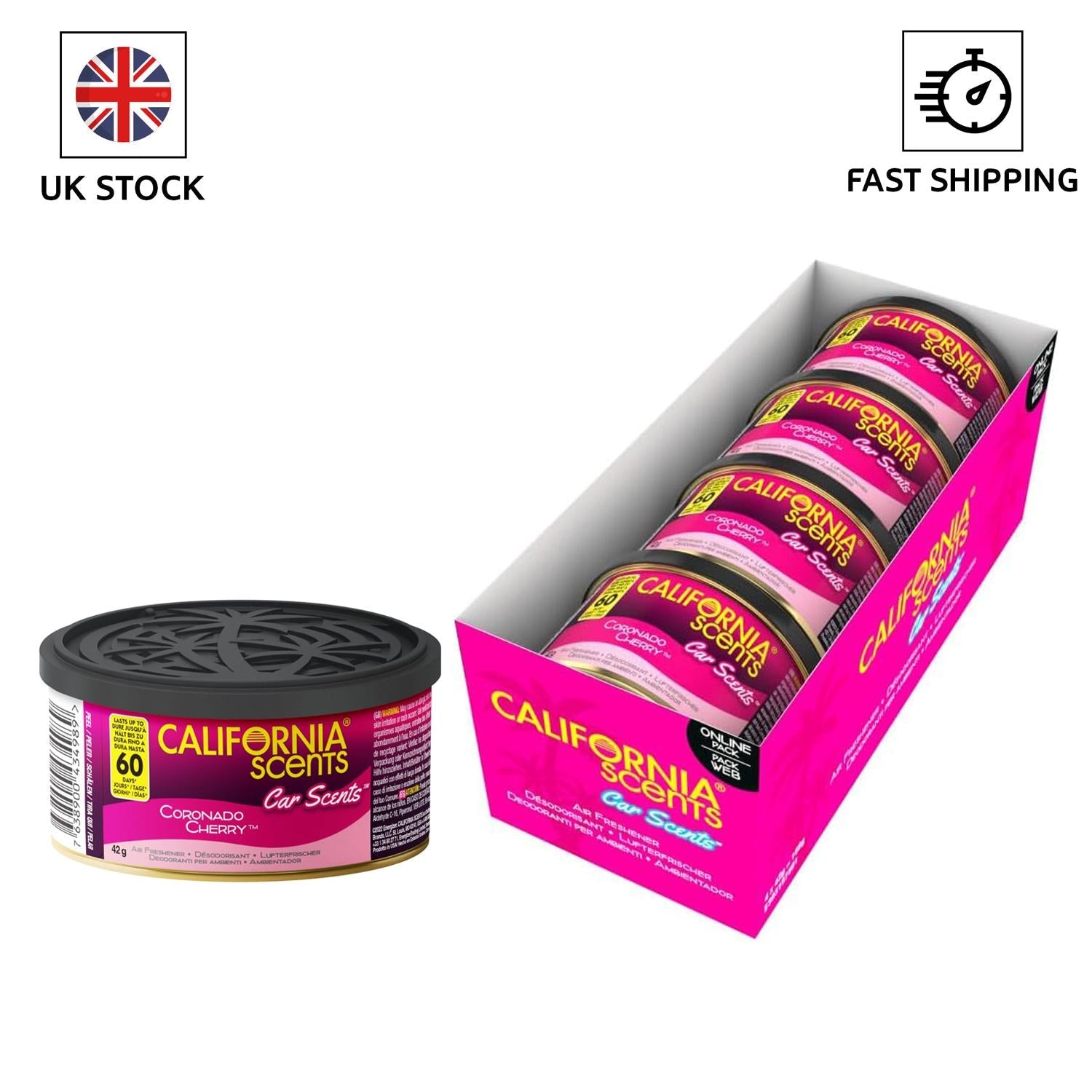 California Scents Air Freshener Coronado Cherry (Pack of 4) Lasts up to 60 Days Refreshing Fragrance Environmentally Friendly Use for Home Office Car Van