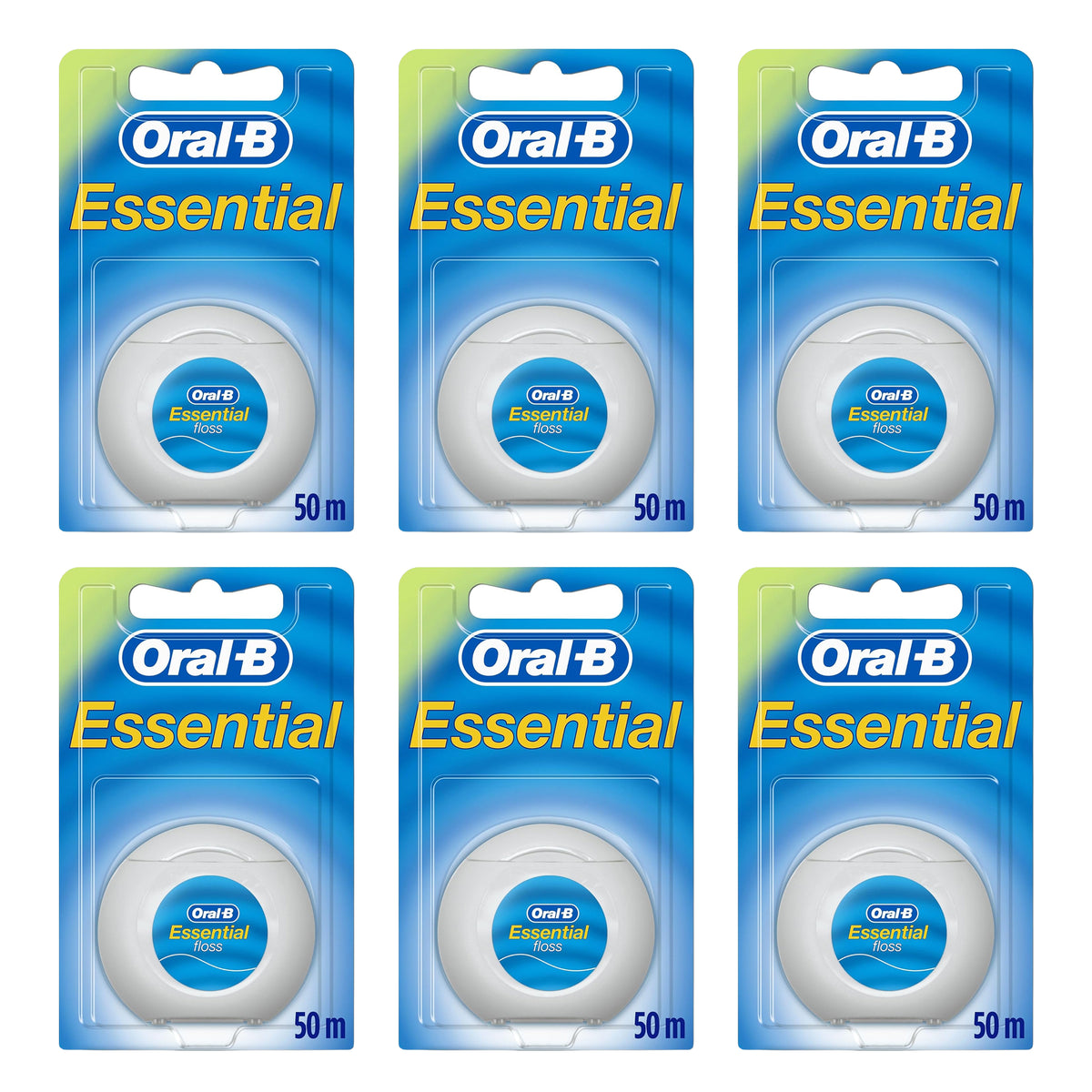 Oral-B Essential Waxed Mint Dental Floss 50m Plaque Removal Floss