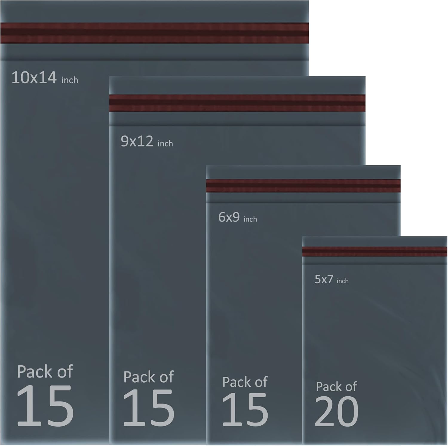 65 Mixed Grey Parcel Postage Mailing Bags 4 Sizes 10x14, 9x12, 6x9, 5x7 Assorted