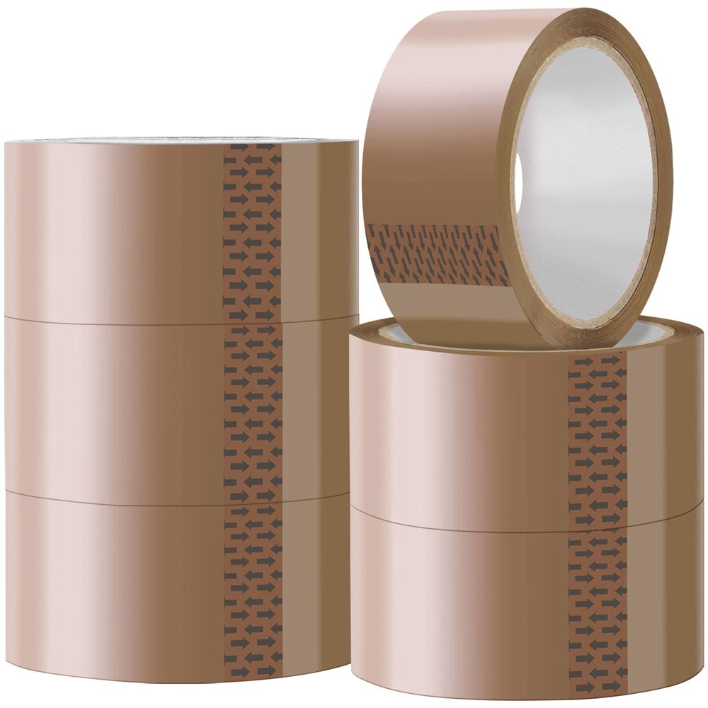 6 X Rolls General Purpose Brown Packing Tape - 48mm X 66m