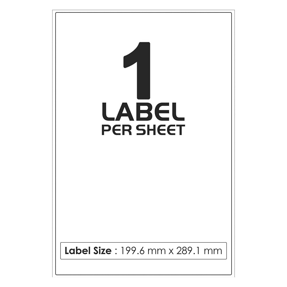 1 Label per A4 Sheet – 50 Sheets Full Page Self Adhesive Sticky Labels
