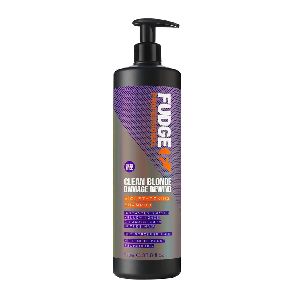 Fudge Clean Blonde Damage Rewind Purple Shampoo 1L Bond Repair