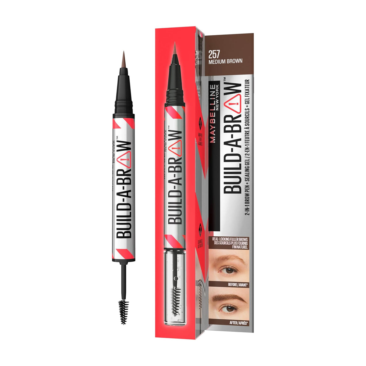 Maybelline Build A Brow Waterproof Pen & Gel 257 Medium Brown