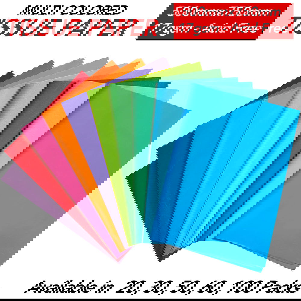 Multi Coloured Acid-Free Tissue Paper 50cm x75cm Large Gift Wrap