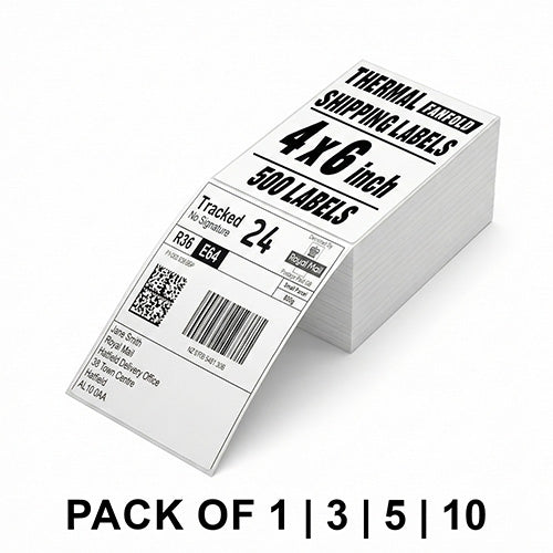4x6 Direct Thermal Fanfold Shipping Labels White Permanent Adhesive 500 Labels Per Pack