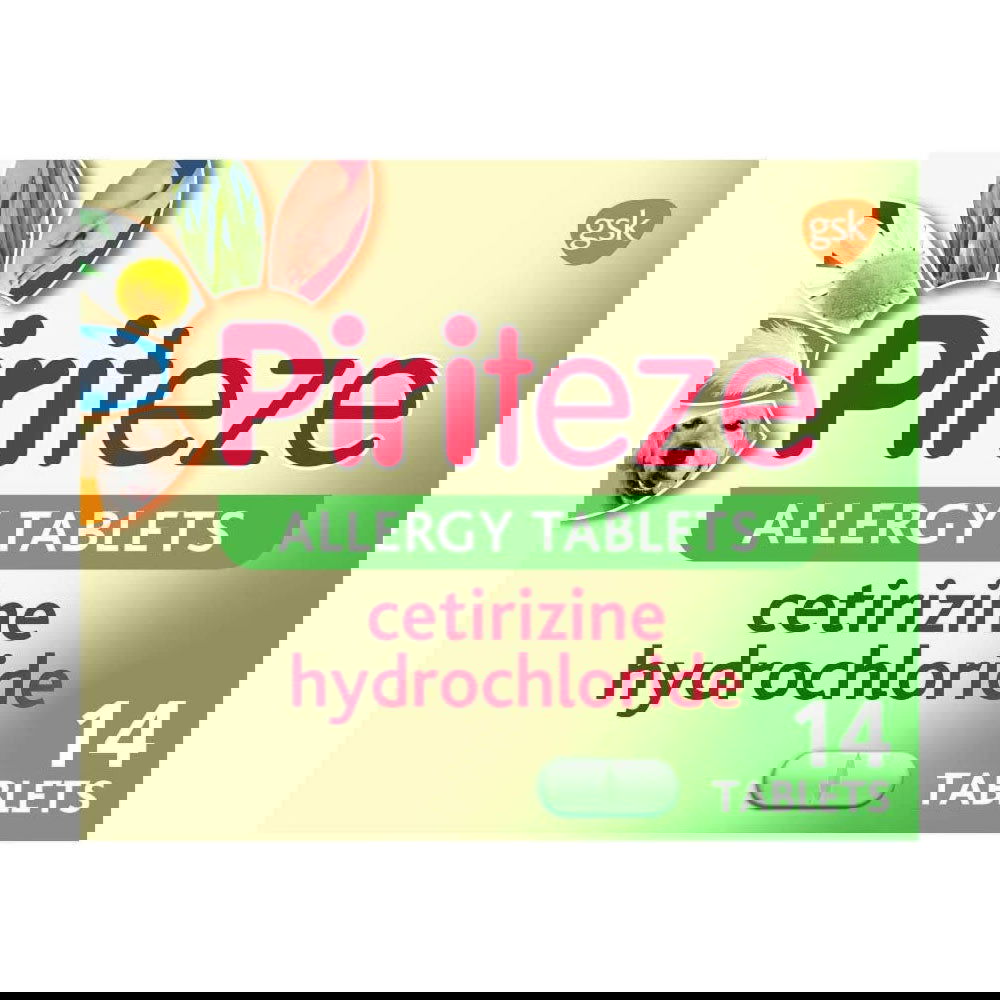 Piriteze Tablets Antihistamine Cetirizine Allergy Relief 14 Tablets