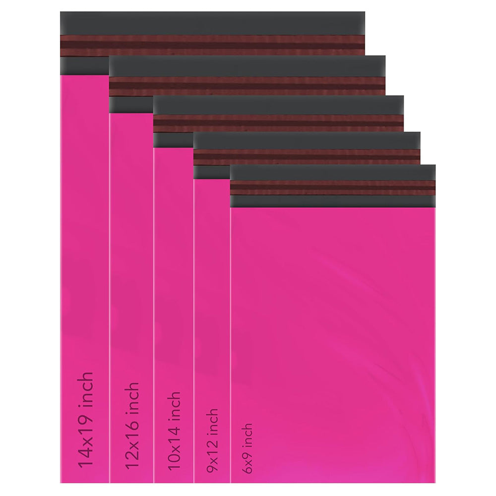 50 Mixed Hot Pink Mailing Bags – 5 Sizes (10 Each) Self Seal Parcel & Postage Bags