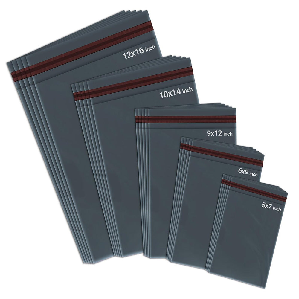 125 Mixed Grey Parcel Bags – 5 Sizes (25 Each) Tamper-Proof Self Seal Postal Mailers