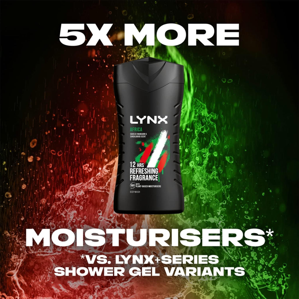 LYNX Africa 3-in-1 Body Wash Squeezed Mandarin & Sandalwood 225ml