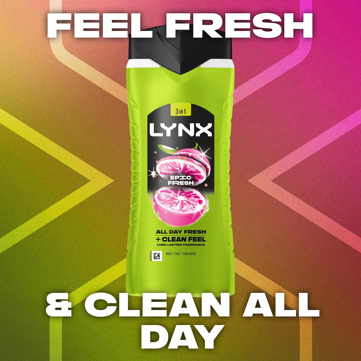 LYNX Epic Fresh 3-in-1 Body Wash Grapefruit Pineapple 225ml