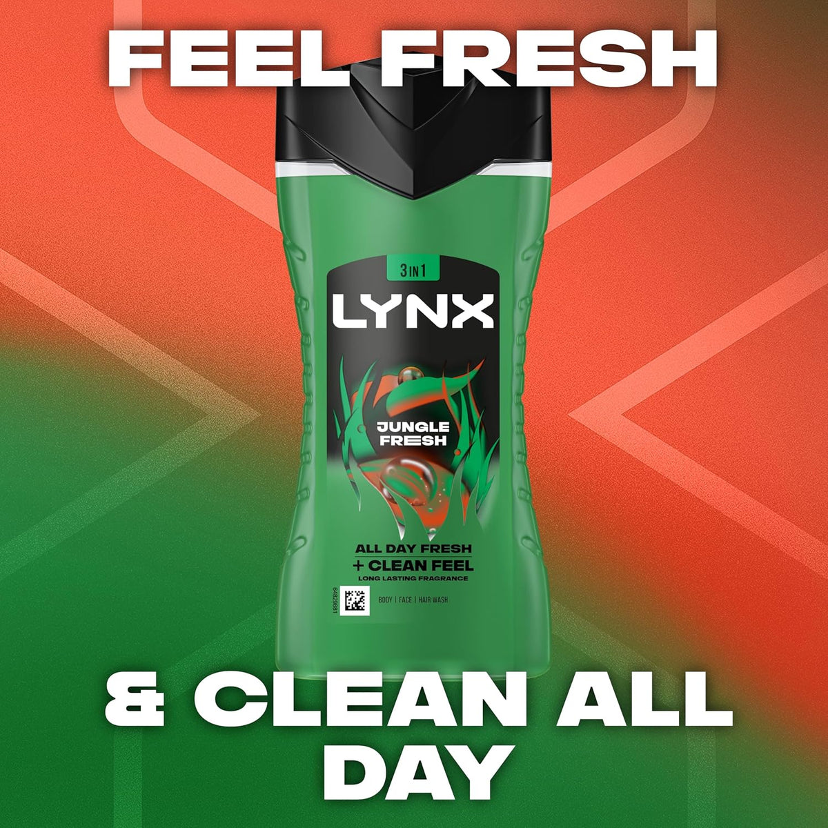 LYNX Jungle Fresh 3-in-1 Body Wash 225ml Palm Leaf & Amber