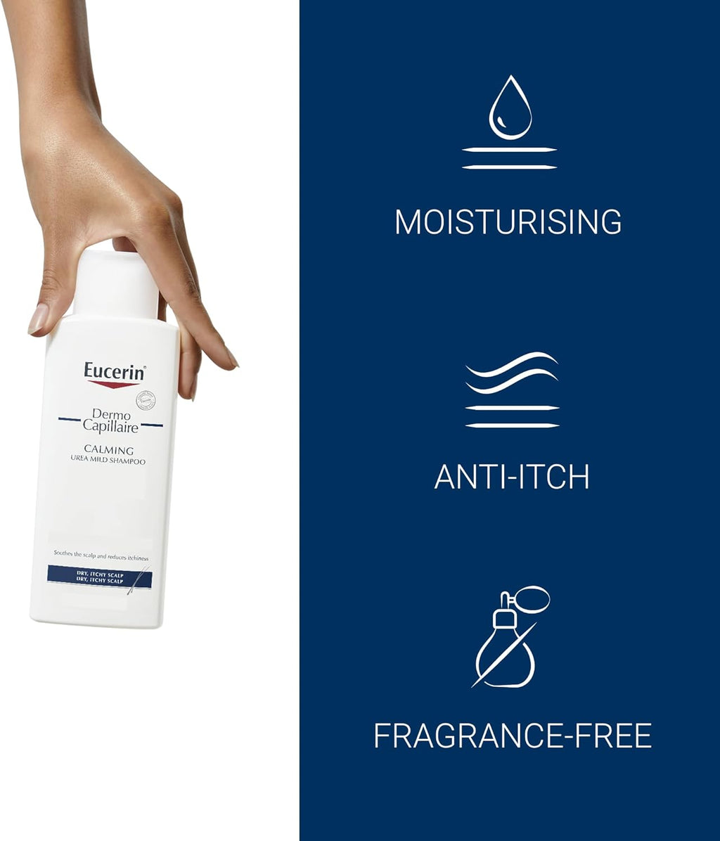 Eucerin DermoCapillaire Calming Urea Shampoo 250ml Fragrance Free for Dry & Itchy Scalp