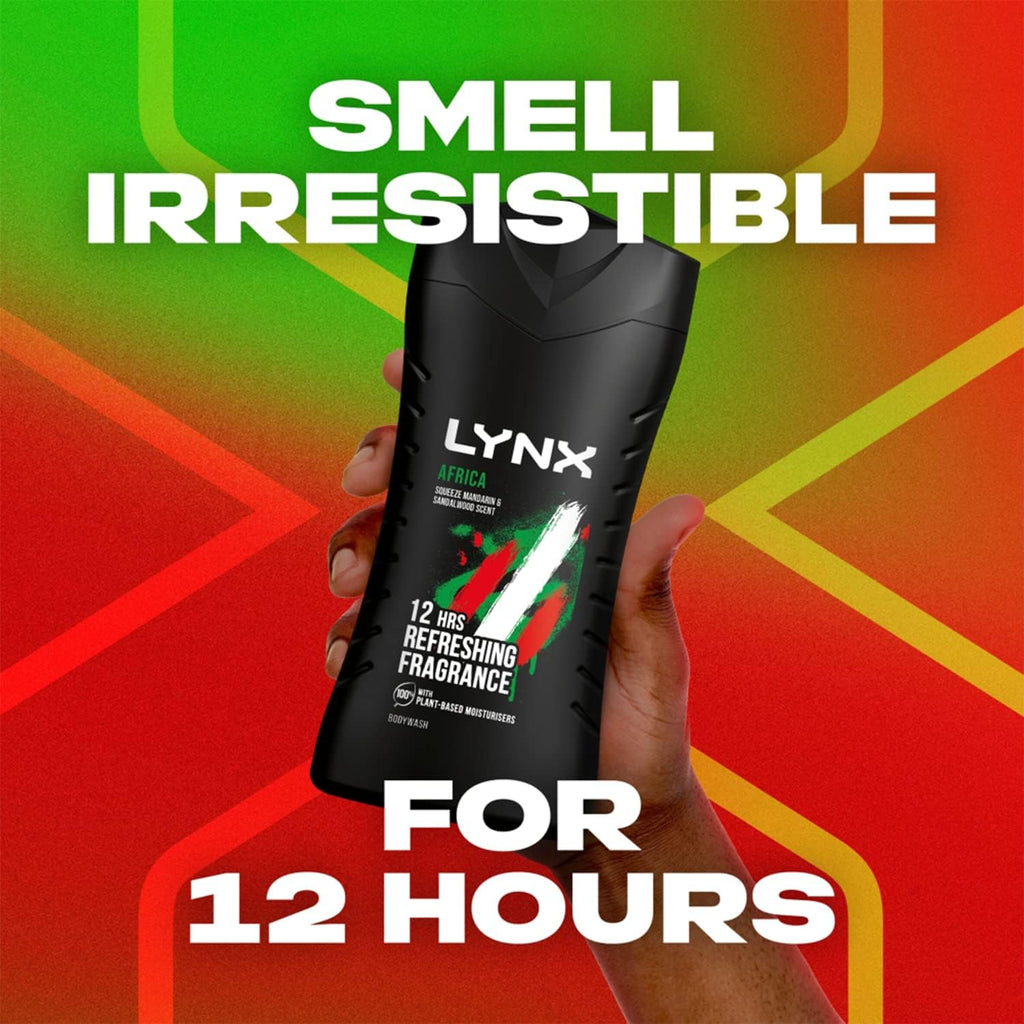 LYNX Africa 3-in-1 Body Wash Squeezed Mandarin & Sandalwood 225ml