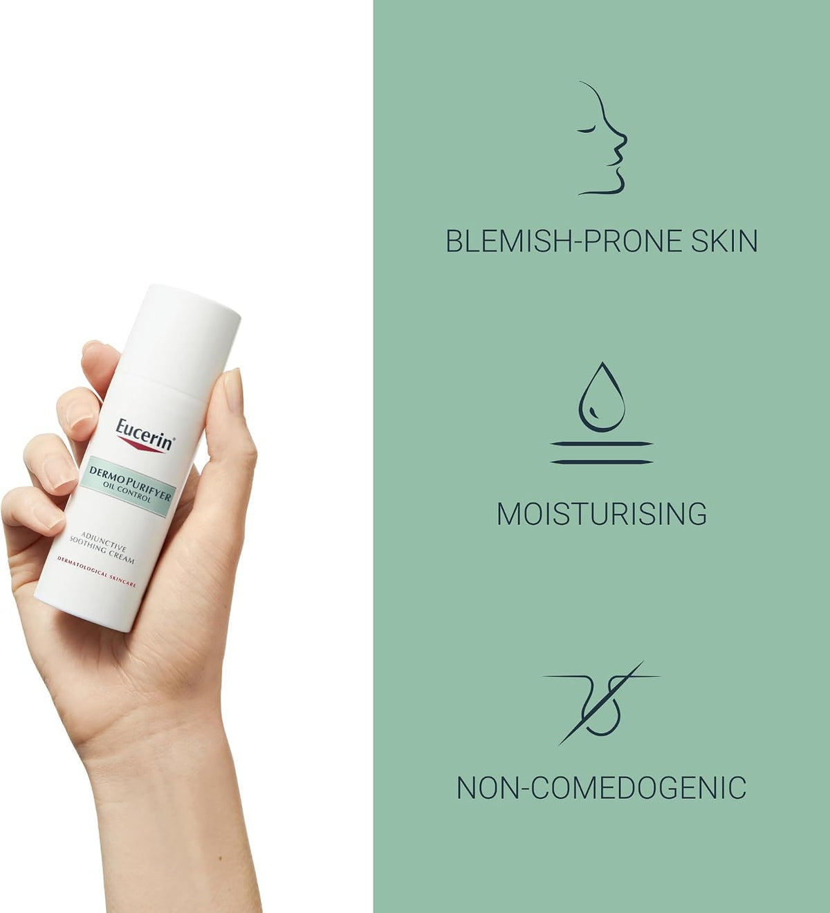 Eucerin DermoPurifyer Oil Control Adjunctive Soothing Cream 50ml Intensive Moisturiser for Blemish-Prone Skin
