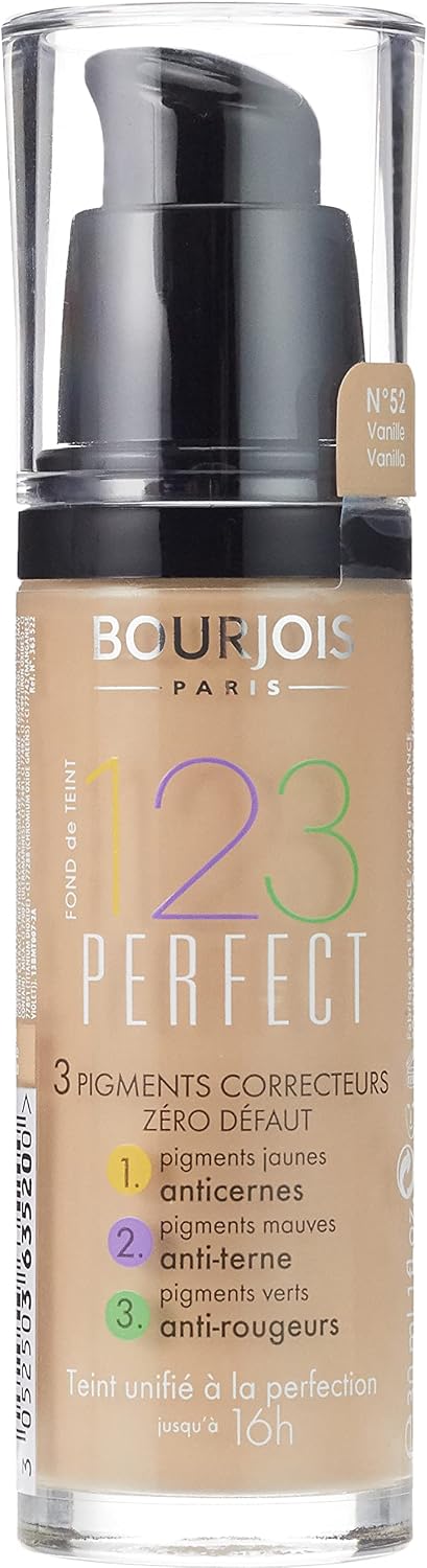 Bourjois 123 Perfect Medium Coverage Liquid Foundation 52 Vanilla 30ml
