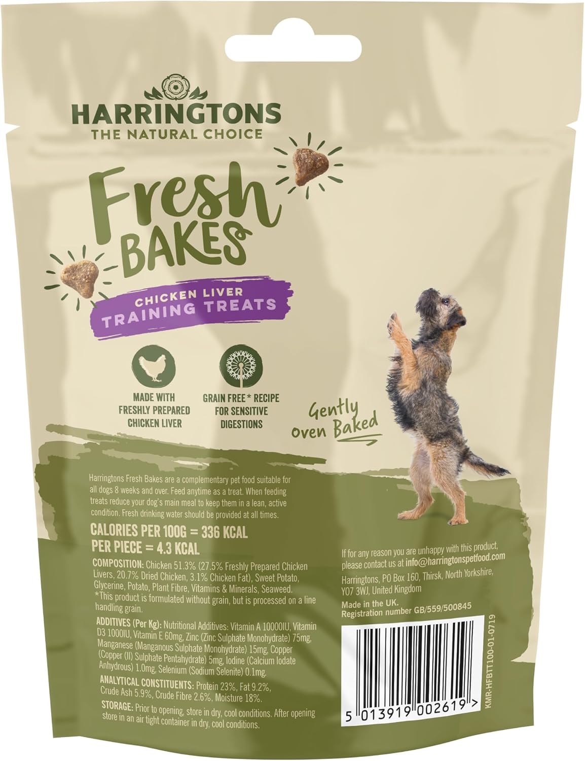 Harringtons Fresh Bakes Grain Free Chicken Liver Training Dog Treats 100g Pack of 9