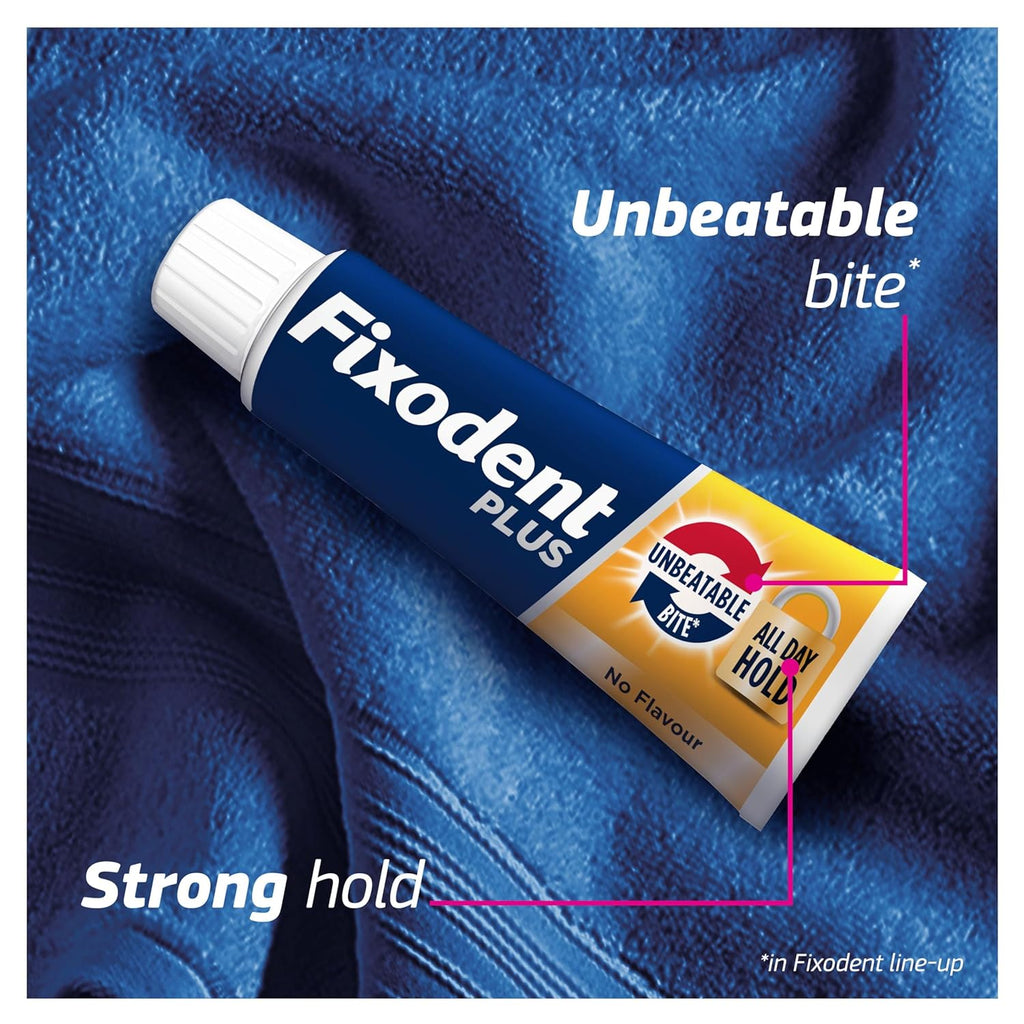 Fixodent Plus Unbeatable Bite Denture Adhesive Cream Flavour Free 40g