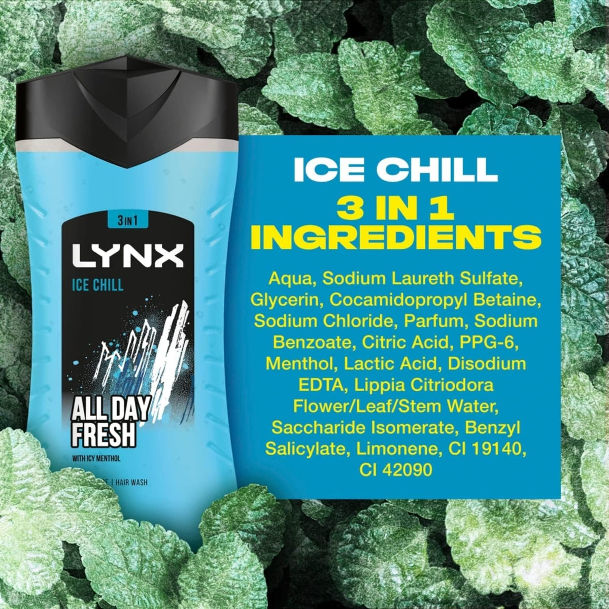 LYNX Ice Chill 3-in-1 Shower Gel Cooling Mint & Lemon 225ml