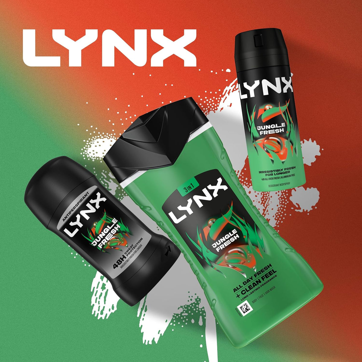 LYNX Jungle Fresh 3-in-1 Body Wash 225ml Palm Leaf & Amber