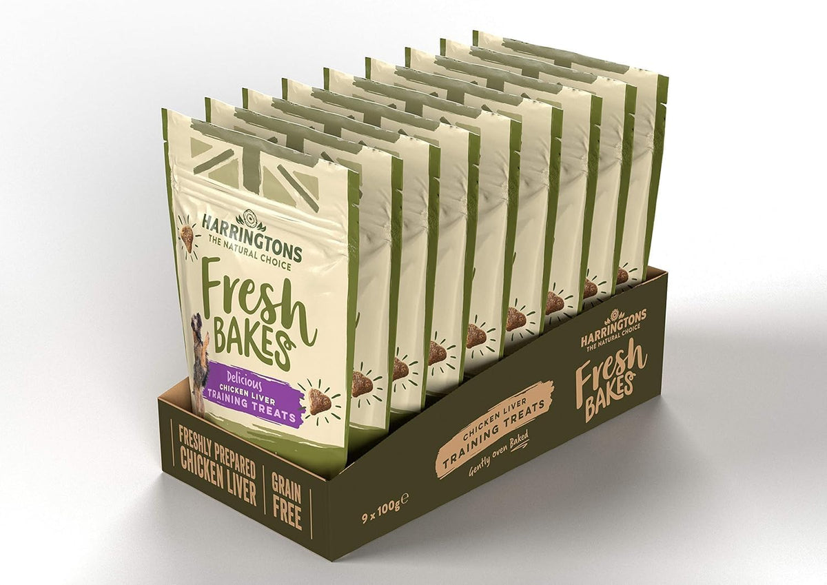 Harringtons Fresh Bakes Grain Free Chicken Liver Training Dog Treats 100g Pack of 9