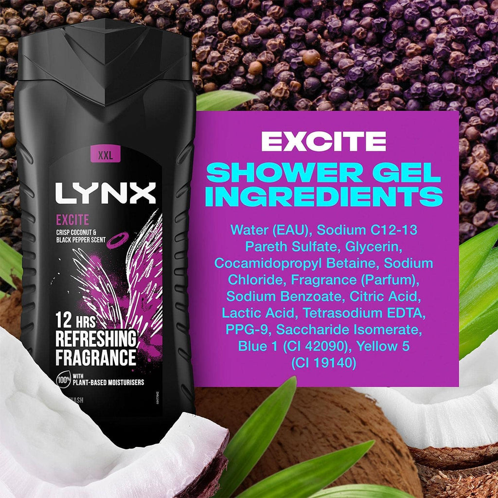 LYNX Excite Body Wash Crisp Coconut & Black Pepper 225ml
