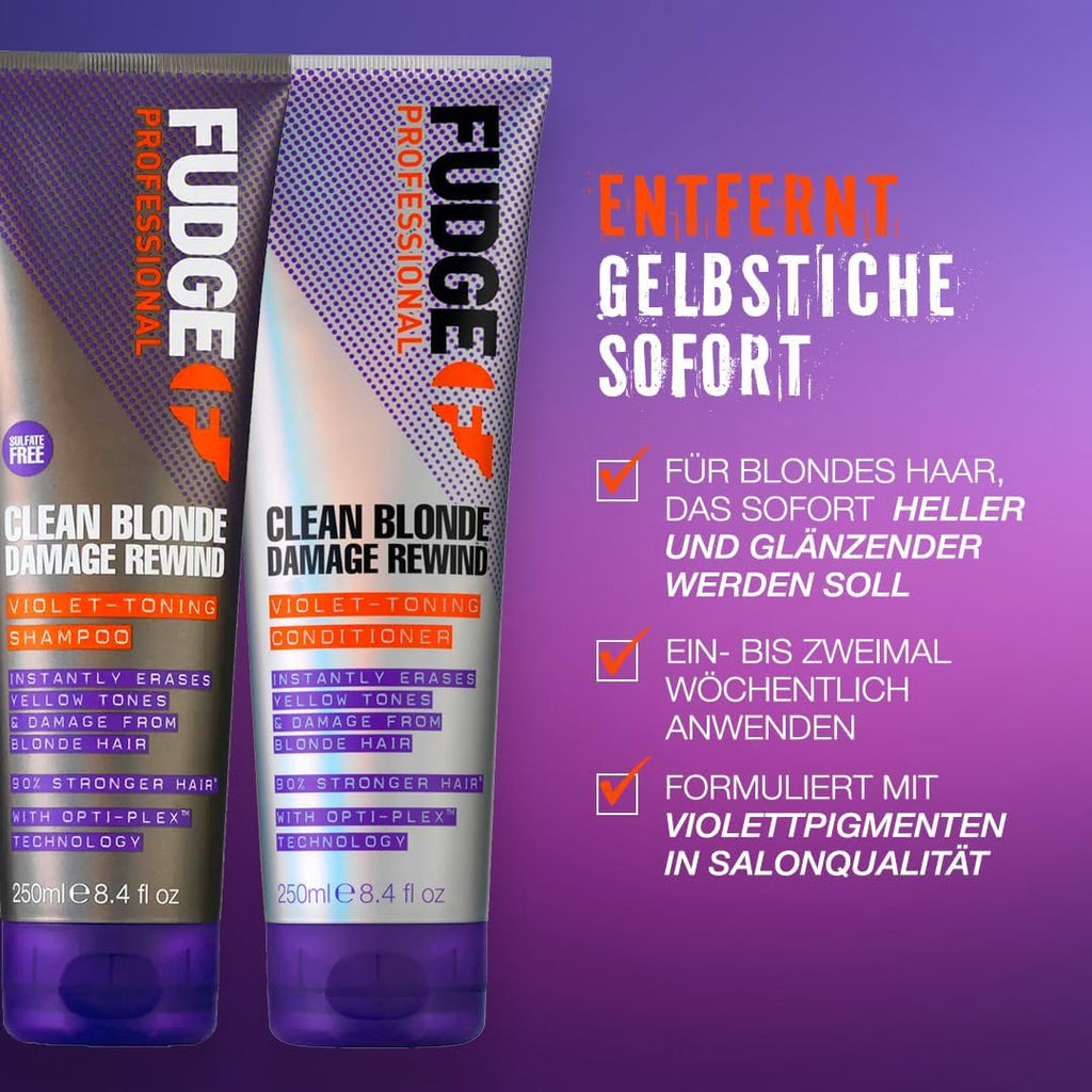 Fudge Clean Blonde Damage Rewind Purple Shampoo 1L Bond Repair