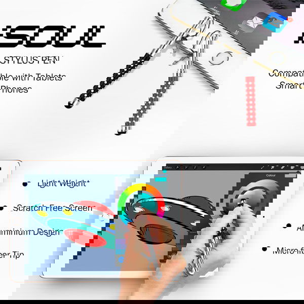 Stylus, Retractable Styli Stylus Pen For Phones iPad by iSOUL | 10Pcs