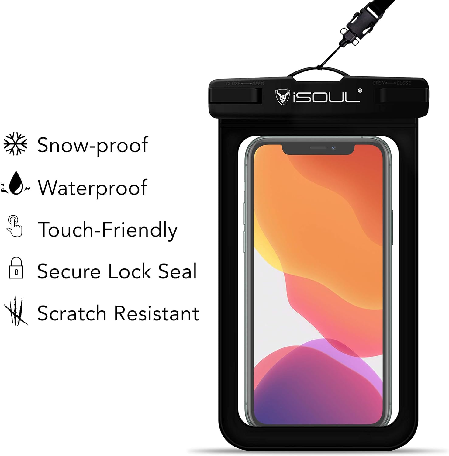 Waterproof Phone Case, Waterproof phone pouch Dry Sealed Bag with Lanyard for Mobile Phones Samsung, iPhone 15/14/13/12/11/XS/Max/XR/X Galaxy S10 for Beach Swimming Fishing Hiking Surfing 1Pack Clear