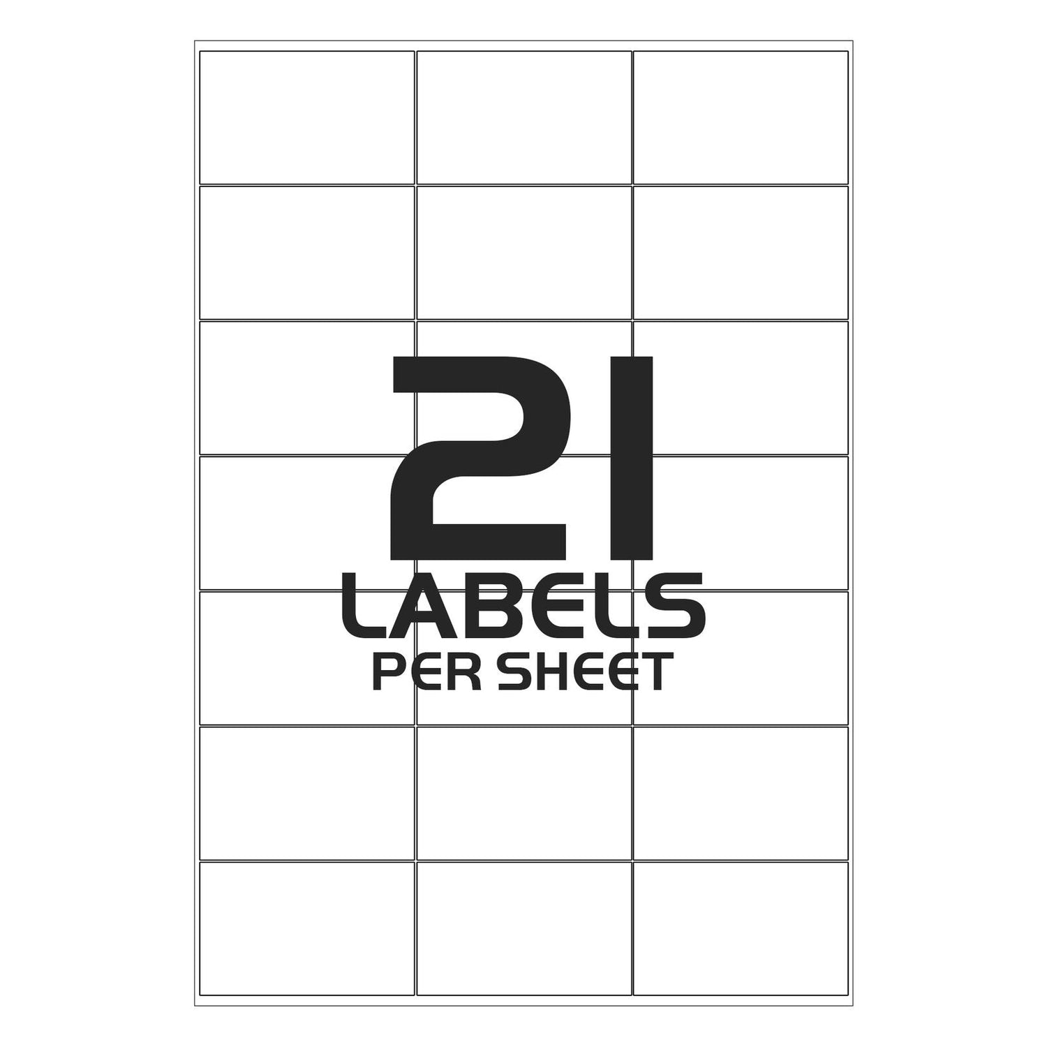 White Address Labels to Print - 21 Labels per Sheet - 64mm x 38mm