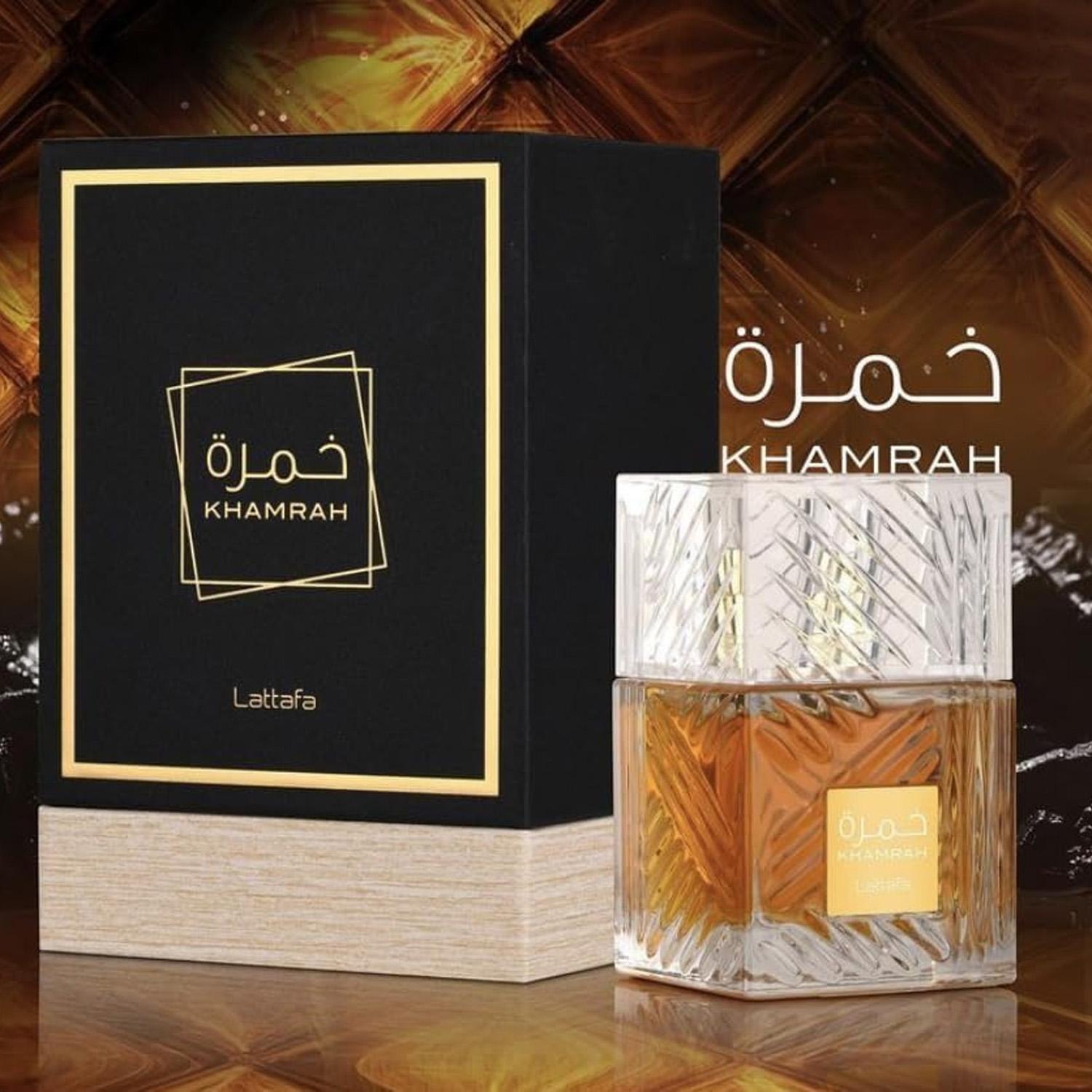 Khamrah Eau De Parfum Unisex 100ml - Vanilla, Sweet, Warm, & Spicy with Woody Notes | Luxurious Fragrance by Lattafa Perfumes