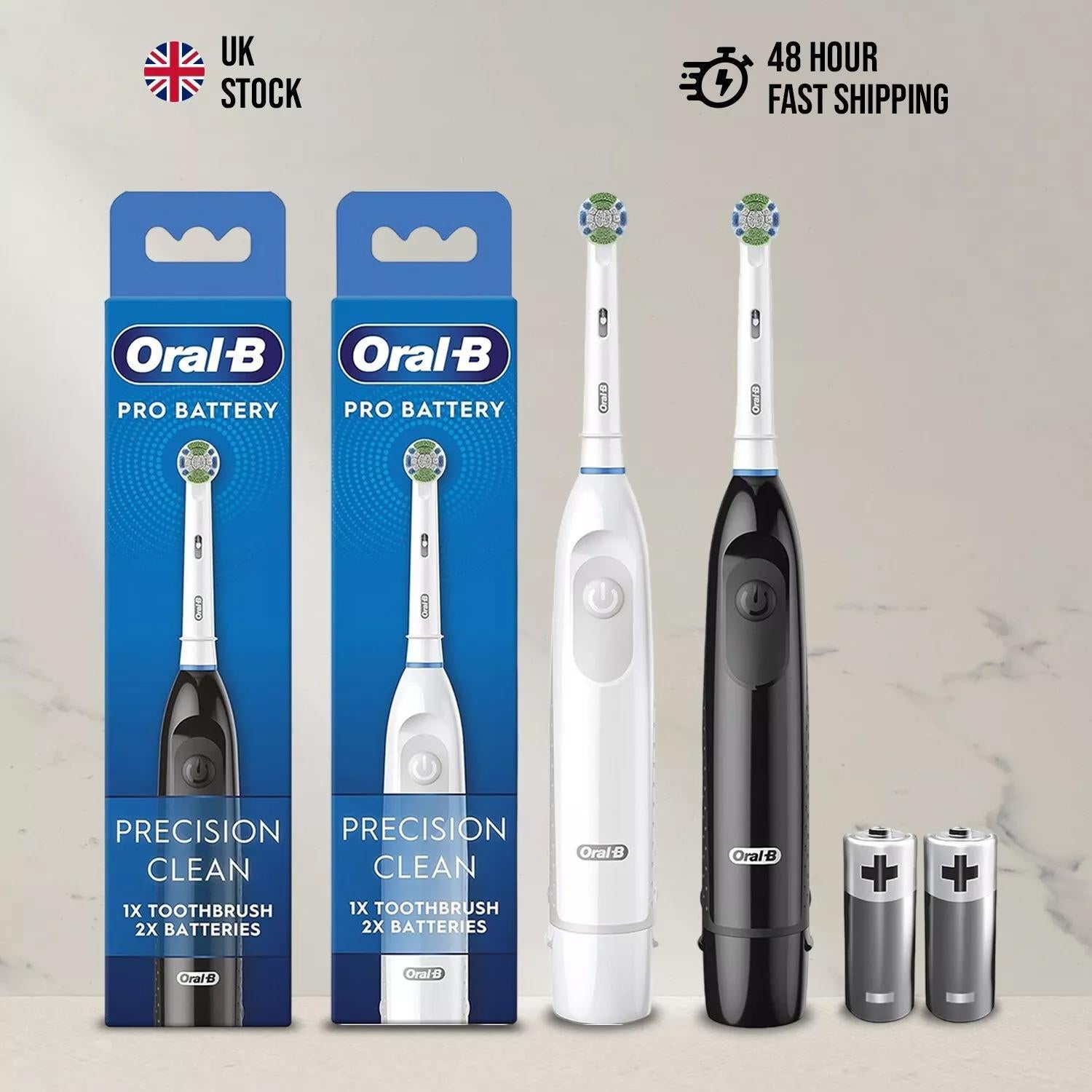 Oral-B Pro Battery Toothbrush with Precision Clean Head and 2 AA Batteries - White, Lightweight and Daily Use oral  b